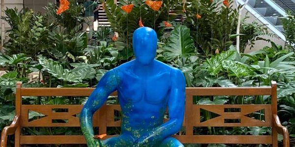 Distanciamento social vira obra de arte no Alpha Square Mall