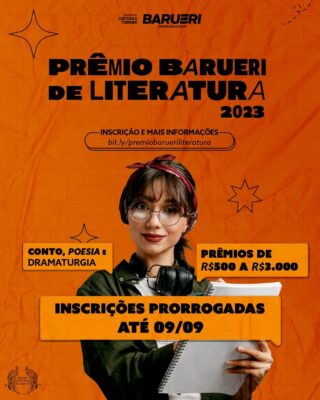 Prêmio Barueri de Literatura 2023: inscrições prorrogadas até 9/9
Alphaville
