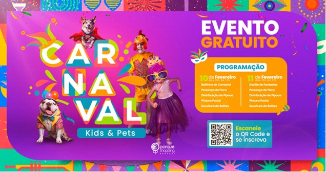 Parque Shopping Barueri terá baile de carnaval e desfile pet nos dias 10 e 11/2