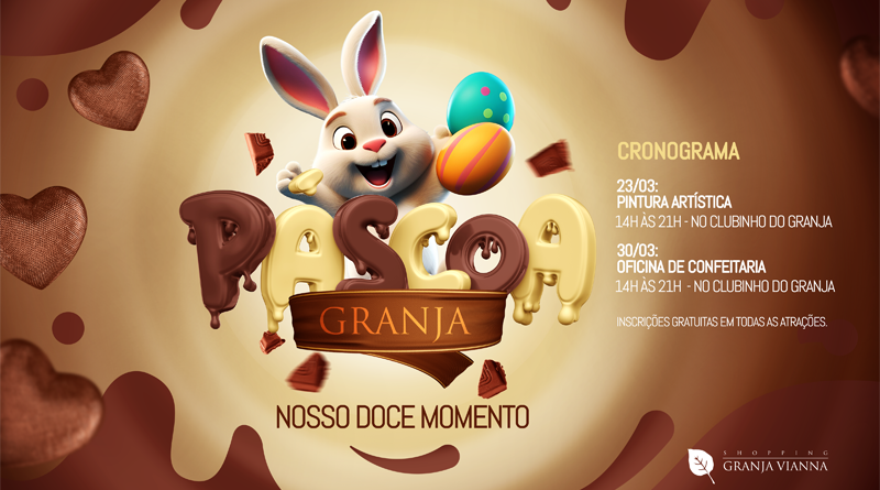 Páscoa no Shopping Granja Vianna terá oficinas infantis nos dias 23 e 30/3