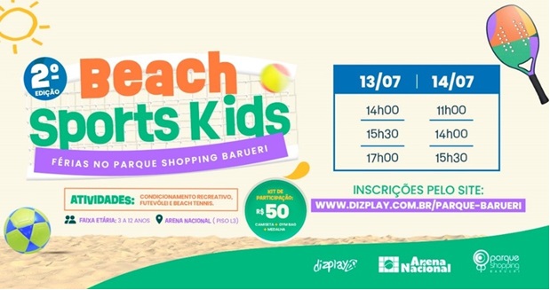 Beach Sports Kids acontece no Parque Shopping Barueri nos dias 13 e 14/7