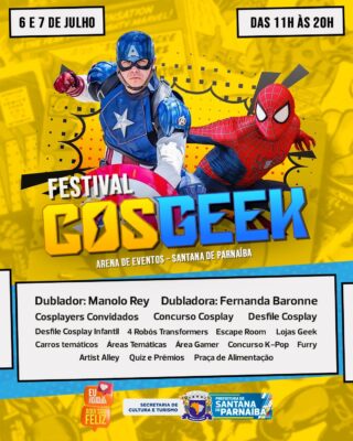 Festival Cosgeek: evento acontece dias 6 e 7/7, em Santana de Parnaíba