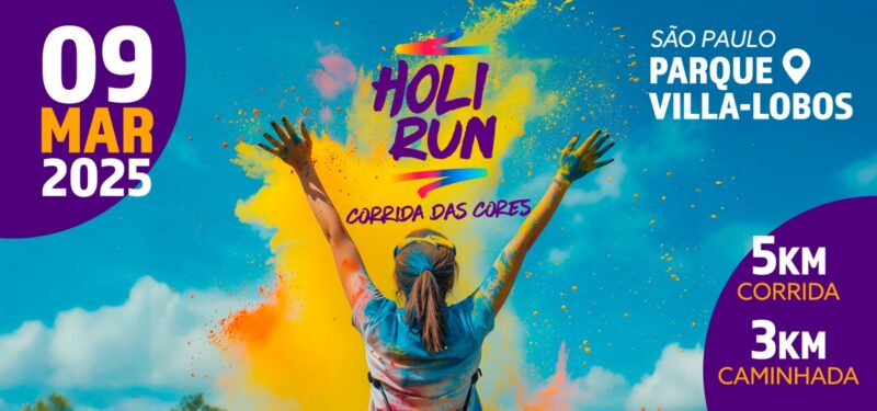 Holi Run, famosa corrida das cores, acontece dia 9 no Parque Villa-Lobos