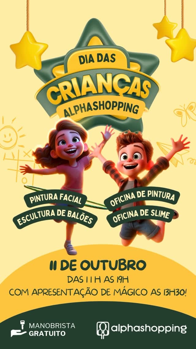 Dia das Crianças no Alphashopping terá atividades gratuitas