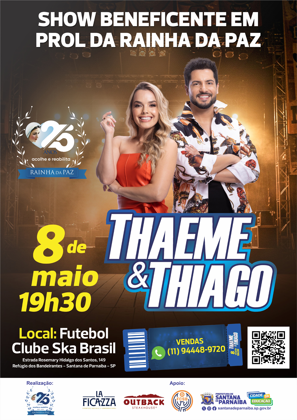 Thaeme e Thiago fazem show beneficente em prol da Rainha da Paz