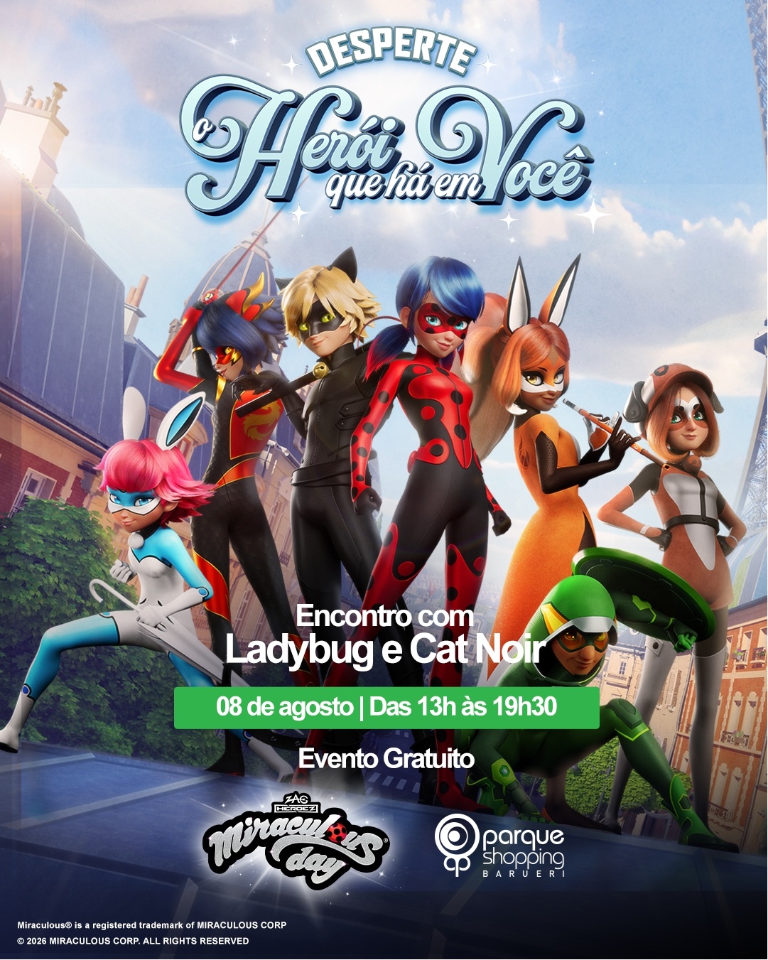 Miraculous Day terá encontro de Ladybug e Cat Noir em Barueri